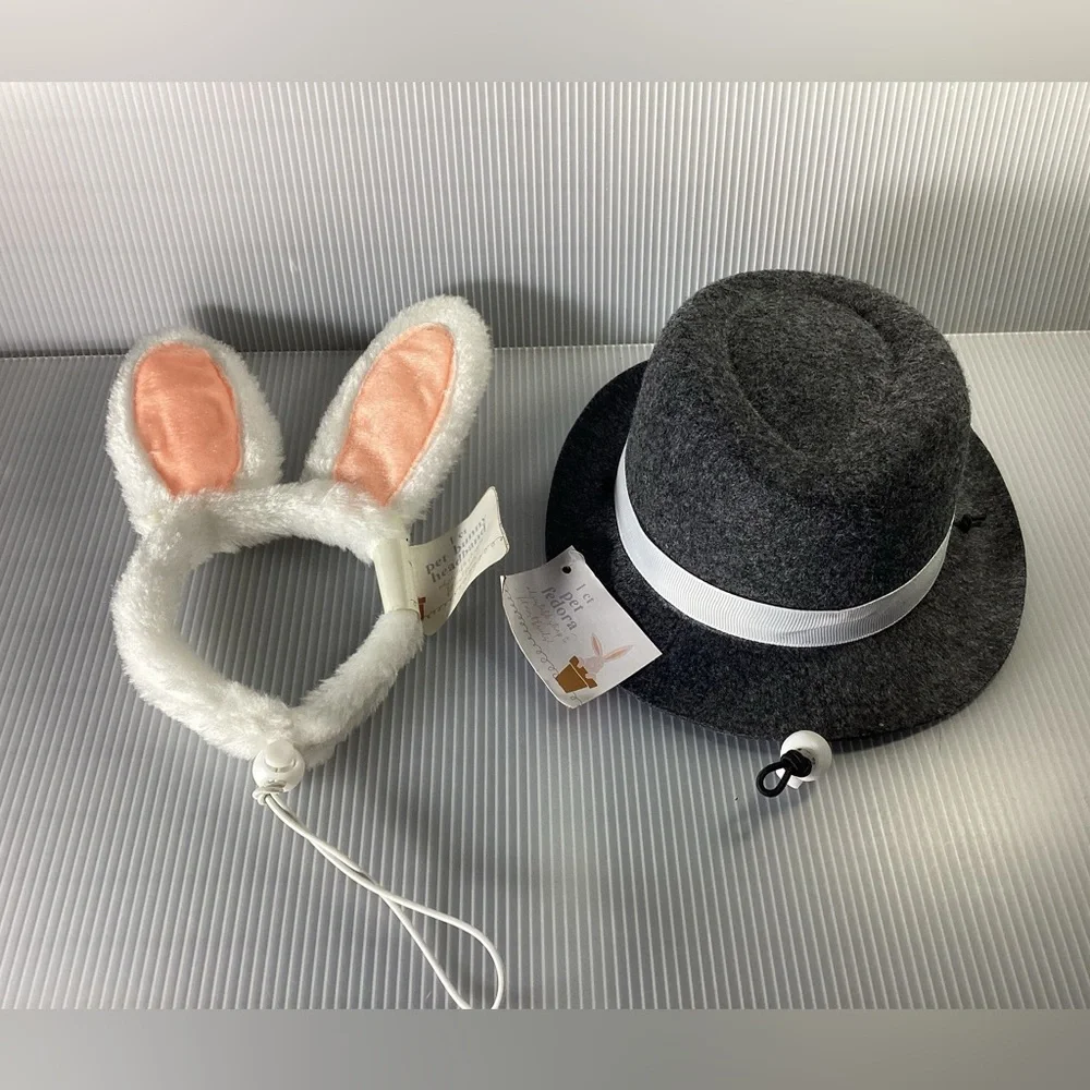 Set of 2 Pet Fedora and Bunny Headband